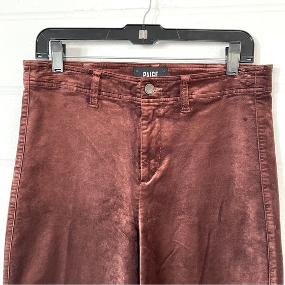 NWOT PAIGE Brown Velvet High Rise Straight Leg Nellie Pants Size 29 - Picture 4 of 10